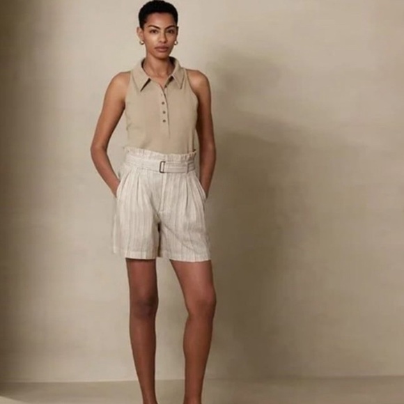 BANANA REPUBLIC Linen Blend Paperbag Short Size 16 - Picture 1 of 7